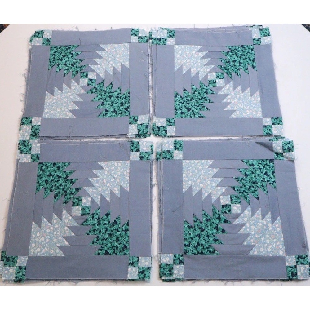 VTG 14.5" Geometric Quilt BLOCKS (22) Geometric Ditsy Floral Cotton Hand Sewn